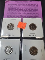 8 Brilliant UNC Roosevelt Dimes  1970 D - 1978 D -