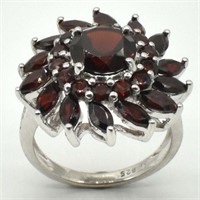 SILVER GARNET(3.9CT) RHODIUM PLATED  RING