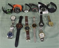 14 men's wristwatches: Bulova, Timex, Seiko, Casio