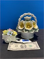 Porcelain flower baskets set of 2