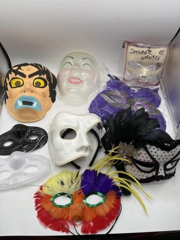 Vintage Halloween and masquerade masks Mardi Gras