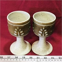 Pair Of 1971 S.Crimmins Pottery Goblets