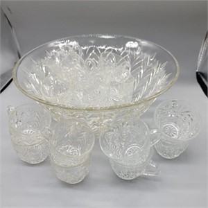 Glass Punch Bowl Set (19) Piece