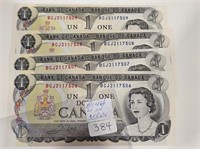 4 - $1 UNC CONSECUTIVE BILLS