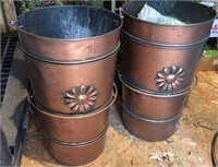 Pair of 15” Antiqued Bronze Finish Planters