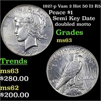 1927-p Vam 2 Hot 50 I3 R5 Peace $1 Grades Select U