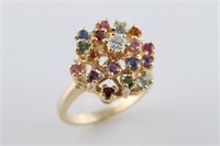 14k Yellow Gold Multi-Stone Cluster Ring
