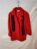 R6)Women's size 12 Red Peacoat with gloves made