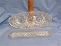 Sugar and pressed glass oval dish
