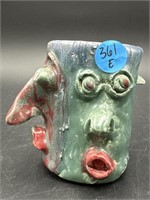 CRUDELY MADE 3 FACES HAND MADE POTTERY