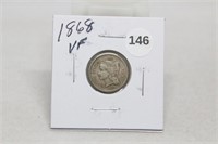 1868VF Three Cents