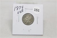 1874VF Three Cents