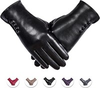 Winter PU Leather Gloves For Women x2