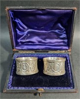 CASED VICTORIAN STERLING SILVER NAPKIN RINGS
