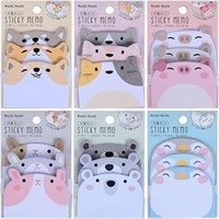 12 Pack Sticky Notes, 6 Patterns Cute Animal Carto