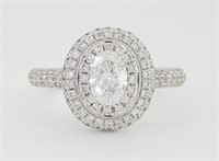 $ 5700- 1.05 Ct Oval Diamond Halo Ring 14 Kt