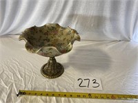 Flower Motif Bowl on Pedestal