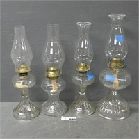 (4) Glass Kerosene Lamps