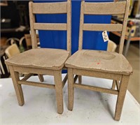 Pair Antique Classroom Youth Chairs