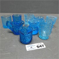 Blue Glass Toothpick Holders, Mini Glasses