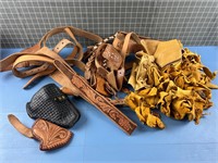 VARIOUS LEATHER REMNANTS / HOLSTERS & MORE