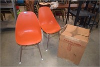 Pair of New Old Stock Retro Tangerine Chairs