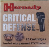 HORNADAY CRITICAL DEFENSE 9MM, 25 RDS