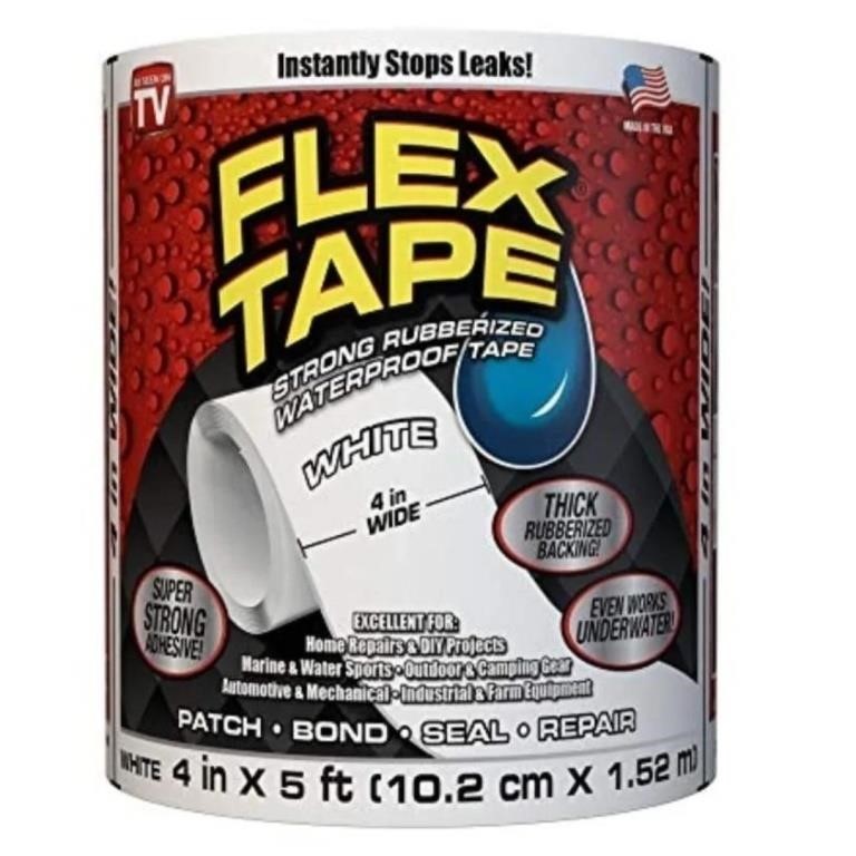 New Flex Tape, 4 in x 5 ft, White, Original
