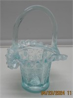 6-1/4" FENTON LT. BLUE BUTTERFLY BASKET VERY