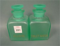 Pair (Maker?) Toiletry Bottles and Stopper – Green
