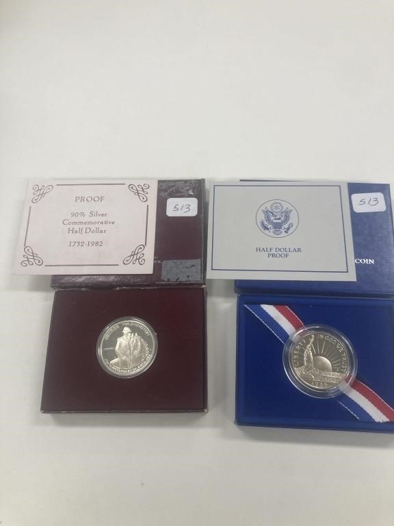 1982 Silver Proof 1/2 & Clad Proof 1/2