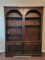 Two Large Solid Wood Bookcases w/ Storage