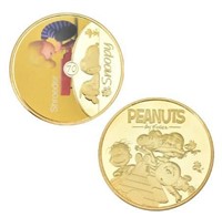 "PEANUTS" Snoopy, 24kt Gold Foil Medallion Slab1
