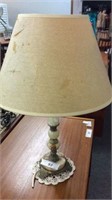 MARBLE & BRASS BASE LAMP WITH SHADE