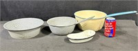 Vintage Graniteware Enamelware Saucepan & Bowl-Lot