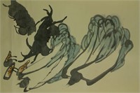 Li Kuchan 1899-1983 Watercolour on Paper Scroll