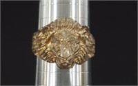 Sterling Silver Lion Head Ring, Size 10.75