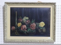 UNSIGNED ROSE BOUQUET STILL LIFE PAINTING