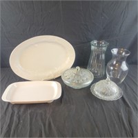 Platters, Vases, Candy and Butter dish