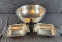 Large Stainless Steel Bowl and 2 Stainless