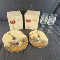 Set of 12 wine glasses, and wine stove covers