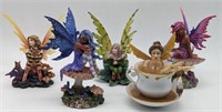 (DD) Five fairy figurines 5-6in h