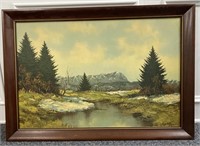 Vintage Lithograph landscape 40 1/2”x28 1/2”,