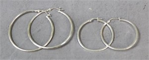 Pierced Sterling Hoop Earrings / 2 Pair