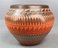 Painted Embossed Terra Cotta Planter