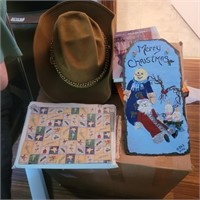 hat, books, and more