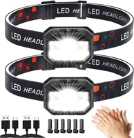 NEW 2PK LED Headlamps w/Clips Rechargeable