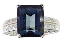 Natural 5.13 ct Royal Blue Topaz & Diamond Ring