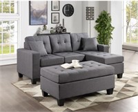 HH73297 Naomi Grey Linen - Sectional  Ottoman