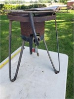 Propane grill cooker with tank connector and
